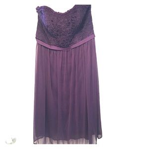 David’s Bridal Short Strapless Lace Mesh Dress